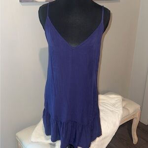 Navy Ruffle Hem Dress